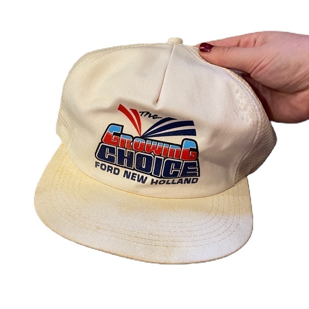 Vintage Ford New Holland Growing Choice Tractor Trucker Hat K Products Snap Back